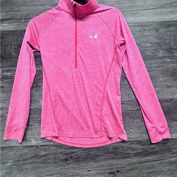 Under Armour Pink Half Zip Fitted Long Sleeve Top - Picture 1 of 6
